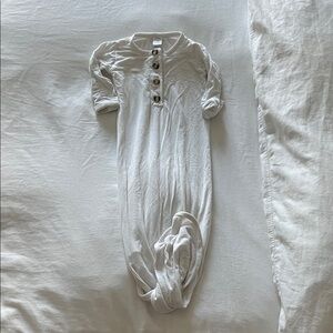 Zara Cream Henley Baby Gown with Button Placket